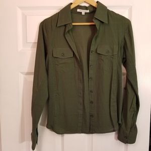 Business Casual Olive Button Down Top